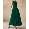 imageBTFBM Womens Sleeveless Maxi Dresses Crew Neck High Waisted Patchwork Ruched Tank Formal 2025 Summer Dress PocketsDark Green