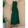 imageBTFBM Womens Sleeveless Maxi Dresses Crew Neck High Waisted Patchwork Ruched Tank Formal 2025 Summer Dress PocketsDark Green