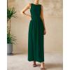 imageBTFBM Womens Sleeveless Maxi Dresses Crew Neck High Waisted Patchwork Ruched Tank Formal 2025 Summer Dress PocketsDark Green