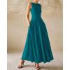 imageBTFBM Womens Sleeveless Maxi Dresses Crew Neck High Waisted Patchwork Ruched Tank Formal 2025 Summer Dress PocketsLake Blue