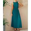 imageBTFBM Womens Sleeveless Maxi Dresses Crew Neck High Waisted Patchwork Ruched Tank Formal 2025 Summer Dress PocketsLake Blue