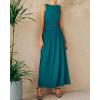 imageBTFBM Womens Sleeveless Maxi Dresses Crew Neck High Waisted Patchwork Ruched Tank Formal 2025 Summer Dress PocketsLake Blue
