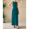 imageBTFBM Womens Sleeveless Maxi Dresses Crew Neck High Waisted Patchwork Ruched Tank Formal 2025 Summer Dress PocketsLake Blue