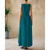 imageBTFBM Womens Sleeveless Maxi Dresses Crew Neck High Waisted Patchwork Ruched Tank Formal 2025 Summer Dress PocketsLake Blue