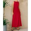 imageBTFBM Womens Sleeveless Maxi Dresses Crew Neck High Waisted Patchwork Ruched Tank Formal 2025 Summer Dress PocketsRed