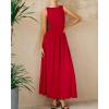 imageBTFBM Womens Sleeveless Maxi Dresses Crew Neck High Waisted Patchwork Ruched Tank Formal 2025 Summer Dress PocketsRed