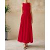 imageBTFBM Womens Sleeveless Maxi Dresses Crew Neck High Waisted Patchwork Ruched Tank Formal 2025 Summer Dress PocketsRed