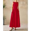 imageBTFBM Womens Sleeveless Maxi Dresses Crew Neck High Waisted Patchwork Ruched Tank Formal 2025 Summer Dress PocketsRed
