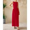 imageBTFBM Womens Sleeveless Maxi Dresses Crew Neck High Waisted Patchwork Ruched Tank Formal 2025 Summer Dress PocketsRed