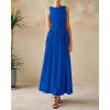 imageBTFBM Womens Sleeveless Maxi Dresses Crew Neck High Waisted Patchwork Ruched Tank Formal 2025 Summer Dress PocketsRoyal Blue