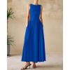 imageBTFBM Womens Sleeveless Maxi Dresses Crew Neck High Waisted Patchwork Ruched Tank Formal 2025 Summer Dress PocketsRoyal Blue