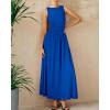 imageBTFBM Womens Sleeveless Maxi Dresses Crew Neck High Waisted Patchwork Ruched Tank Formal 2025 Summer Dress PocketsRoyal Blue