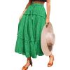 imageBTFBM Womens Boho Casual Skirts Summer 2025 Lace Embroidery Eyelet Drawstring Waist Flowy Tiered ALine Maxi SkirtGreen