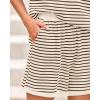 imageBTFBM Womens Striped Knit Sets 2 Piece Outfits 2025 Summer Short Sleeve Tops Elastic Waist Shorts Lounge Sets PocketsBeige Brown