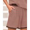 imageBTFBM Womens Striped Knit Sets 2 Piece Outfits 2025 Summer Short Sleeve Tops Elastic Waist Shorts Lounge Sets PocketsPink Coffee