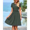 imageBTFBM Summer Dresses for Women 2025 Casual Spring Ribbed Knit Crewneck Short Sleeve Swing Vacation Beach Mini DressArmy Green