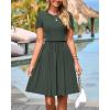 imageBTFBM Summer Dresses for Women 2025 Casual Spring Ribbed Knit Crewneck Short Sleeve Swing Vacation Beach Mini DressArmy Green