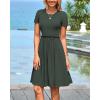 imageBTFBM Summer Dresses for Women 2025 Casual Spring Ribbed Knit Crewneck Short Sleeve Swing Vacation Beach Mini DressArmy Green