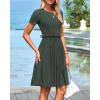 imageBTFBM Summer Dresses for Women 2025 Casual Spring Ribbed Knit Crewneck Short Sleeve Swing Vacation Beach Mini DressArmy Green
