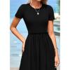 imageBTFBM Summer Dresses for Women 2025 Casual Spring Ribbed Knit Crewneck Short Sleeve Swing Vacation Beach Mini DressBlack