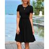 imageBTFBM Summer Dresses for Women 2025 Casual Spring Ribbed Knit Crewneck Short Sleeve Swing Vacation Beach Mini DressBlack