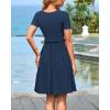imageBTFBM Summer Dresses for Women 2025 Casual Spring Ribbed Knit Crewneck Short Sleeve Swing Vacation Beach Mini DressBlue