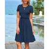 imageBTFBM Summer Dresses for Women 2025 Casual Spring Ribbed Knit Crewneck Short Sleeve Swing Vacation Beach Mini DressBlue