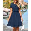imageBTFBM Summer Dresses for Women 2025 Casual Spring Ribbed Knit Crewneck Short Sleeve Swing Vacation Beach Mini DressBlue