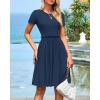 imageBTFBM Summer Dresses for Women 2025 Casual Spring Ribbed Knit Crewneck Short Sleeve Swing Vacation Beach Mini DressBlue