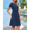 imageBTFBM Summer Dresses for Women 2025 Casual Spring Ribbed Knit Crewneck Short Sleeve Swing Vacation Beach Mini DressBlue