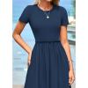 imageBTFBM Summer Dresses for Women 2025 Casual Spring Ribbed Knit Crewneck Short Sleeve Swing Vacation Beach Mini DressBlue