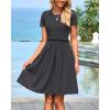 imageBTFBM Summer Dresses for Women 2025 Casual Spring Ribbed Knit Crewneck Short Sleeve Swing Vacation Beach Mini DressDark Grey