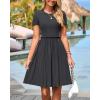 imageBTFBM Summer Dresses for Women 2025 Casual Spring Ribbed Knit Crewneck Short Sleeve Swing Vacation Beach Mini DressDark Grey