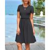 imageBTFBM Summer Dresses for Women 2025 Casual Spring Ribbed Knit Crewneck Short Sleeve Swing Vacation Beach Mini DressDark Grey