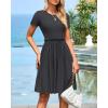 imageBTFBM Summer Dresses for Women 2025 Casual Spring Ribbed Knit Crewneck Short Sleeve Swing Vacation Beach Mini DressDark Grey