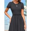 imageBTFBM Summer Dresses for Women 2025 Casual Spring Ribbed Knit Crewneck Short Sleeve Swing Vacation Beach Mini DressDark Grey