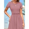 imageBTFBM Summer Dresses for Women 2025 Casual Spring Ribbed Knit Crewneck Short Sleeve Swing Vacation Beach Mini DressPink