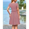 imageBTFBM Summer Dresses for Women 2025 Casual Spring Ribbed Knit Crewneck Short Sleeve Swing Vacation Beach Mini DressPink