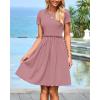 imageBTFBM Summer Dresses for Women 2025 Casual Spring Ribbed Knit Crewneck Short Sleeve Swing Vacation Beach Mini DressPink