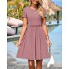 imageBTFBM Summer Dresses for Women 2025 Casual Spring Ribbed Knit Crewneck Short Sleeve Swing Vacation Beach Mini DressPink