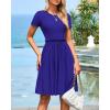 imageBTFBM Summer Dresses for Women 2025 Casual Spring Ribbed Knit Crewneck Short Sleeve Swing Vacation Beach Mini DressRoyal Blue