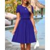 imageBTFBM Summer Dresses for Women 2025 Casual Spring Ribbed Knit Crewneck Short Sleeve Swing Vacation Beach Mini DressRoyal Blue