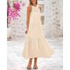 imageBTFBM Summer Halter Dresses for Women 2025 Casual Spring Hollow Out Sleeveless Boho Sundresses Beach Vacation Maxi DressApricot