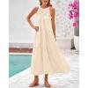 imageBTFBM Summer Halter Dresses for Women 2025 Casual Spring Hollow Out Sleeveless Boho Sundresses Beach Vacation Maxi DressApricot