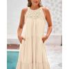 imageBTFBM Summer Halter Dresses for Women 2025 Casual Spring Hollow Out Sleeveless Boho Sundresses Beach Vacation Maxi DressApricot