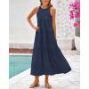 imageBTFBM Summer Halter Dresses for Women 2025 Casual Spring Hollow Out Sleeveless Boho Sundresses Beach Vacation Maxi DressDark Blue