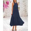 imageBTFBM Summer Halter Dresses for Women 2025 Casual Spring Hollow Out Sleeveless Boho Sundresses Beach Vacation Maxi DressDark Blue