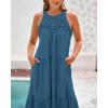 imageBTFBM Summer Halter Dresses for Women 2025 Casual Spring Hollow Out Sleeveless Boho Sundresses Beach Vacation Maxi DressLake Blue