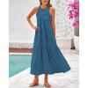 imageBTFBM Summer Halter Dresses for Women 2025 Casual Spring Hollow Out Sleeveless Boho Sundresses Beach Vacation Maxi DressLake Blue
