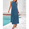 imageBTFBM Summer Halter Dresses for Women 2025 Casual Spring Hollow Out Sleeveless Boho Sundresses Beach Vacation Maxi DressLake Blue